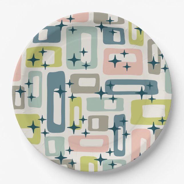 Retro Mid Century Modern Paper Plates (Front)