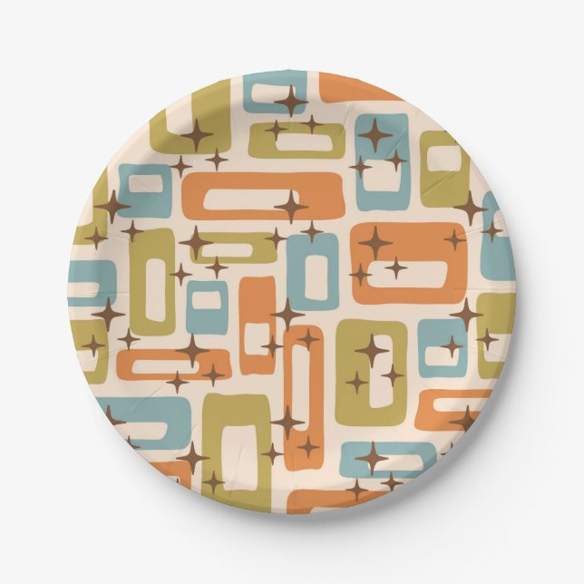 Retro Mid Century Modern Paper Plates (Front)