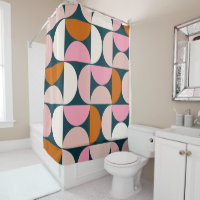 Retro Mid Century Modern Pattern Blue Blush Pink