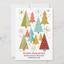 Retro Mid-Century Modern Patterned Christmas Trees