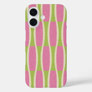 Retro Mid Century Modern Pin Stripes Pattern iPhone 16 Case