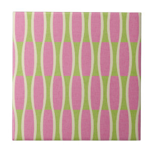 Retro Mid Century Modern Pin Stripes Pattern Ceramic Tile