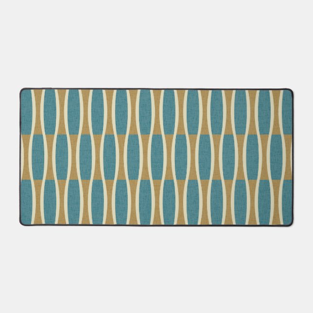 Retro Mid Century Modern Pin Stripes Pattern Desk Mat (Front)