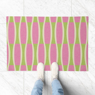 Retro Mid Century Modern Pin Stripes Pattern Doormat