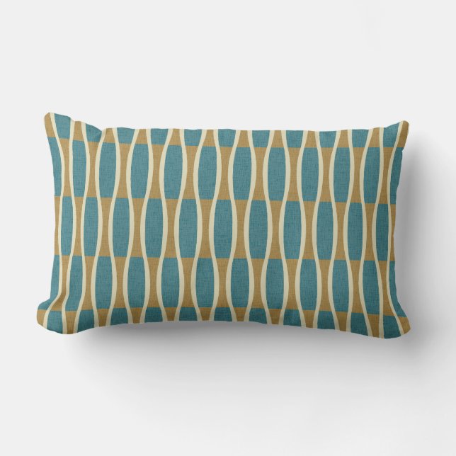 Retro Mid Century Modern Pin Stripes Pattern Lumbar Pillow (Front)