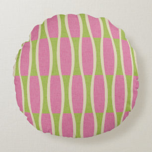 Retro Mid Century Modern Pin Stripes Pattern Round Pillow
