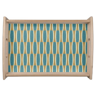 Retro Mid Century Modern Pin Stripes Pattern Serving Tray