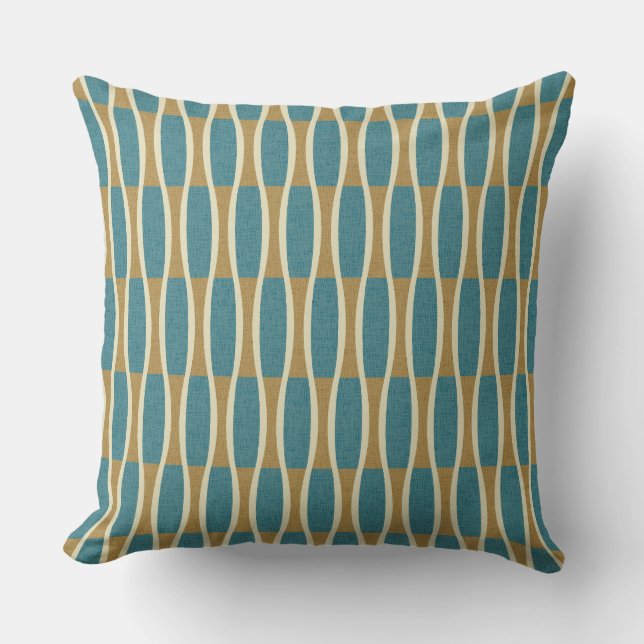 Retro Mid Century Modern Pin Stripes Pattern Throw Pillow (Front)