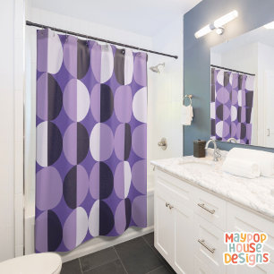 Retro Mid Century Modern Purple Shower Curtain