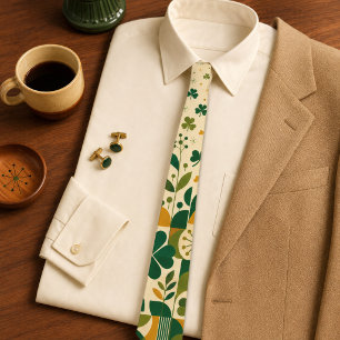 Retro Mid Century Modern Shamrock St Patrick's Day Neck Tie