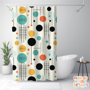 Retro Mid Century Modern Shower Curtain