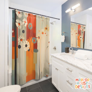 Retro Mid Century Modern Shower Curtain