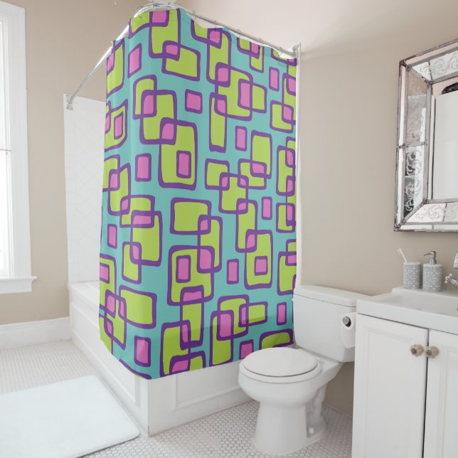 Retro Mid Century Modern Shower Curtain (In Situ)