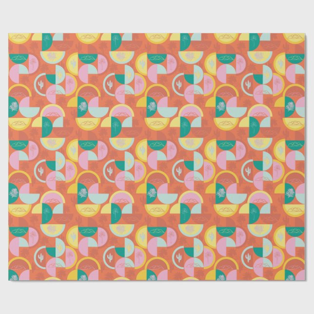 Retro Mid-Century Modern  Sunny Palm Springs Wrapping Paper (Flat)