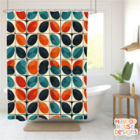 Retro Mid Century Modern Teal Orange Abstract