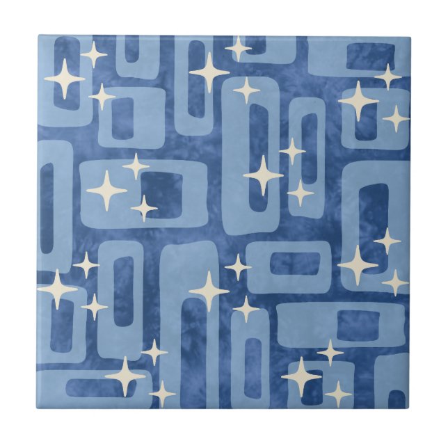 Retro Mid Century Modern Tie Dye Abstract Pattern Ceramic Tile (Front)