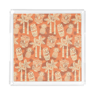 Retro Mid Century Modern Tiki Pattern Acrylic Tray