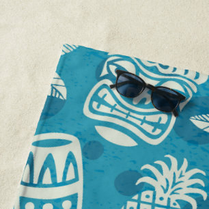 Retro Mid Century Modern Tiki Pattern Beach Towel