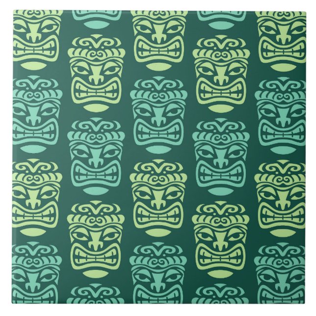 Retro Mid Century Modern Tiki Pattern Ceramic Tile (Front)