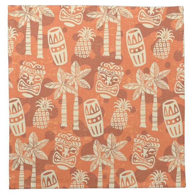 Retro Mid Century Modern Tiki Pattern Cloth Napkin (Front)