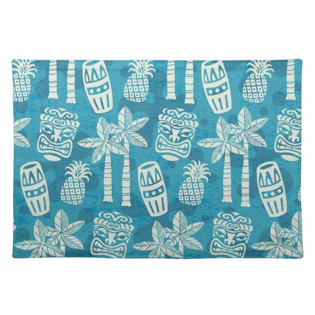 Retro Mid Century Modern Tiki Pattern Cloth Placemat (Front)