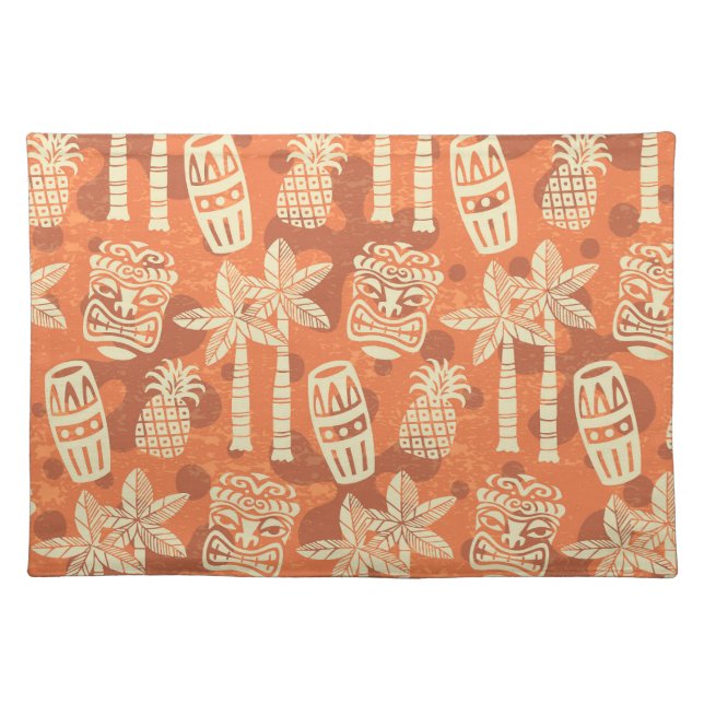 Retro Mid Century Modern Tiki Pattern Cloth Placemat (Front)