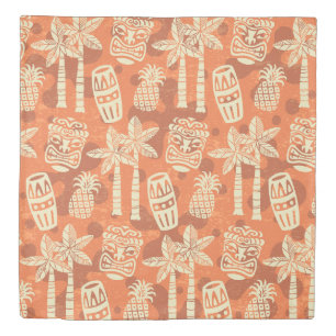 Retro Mid Century Modern Tiki Pattern Duvet Cover