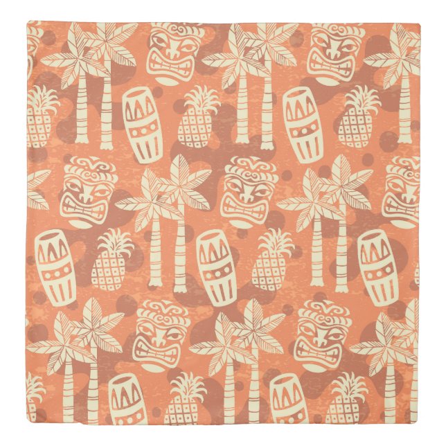 Retro Mid Century Modern Tiki Pattern Duvet Cover (Front)