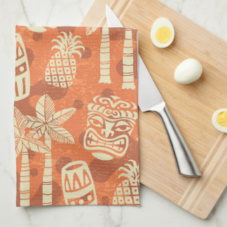 Retro Mid Century Modern Tiki Pattern Kitchen Towel