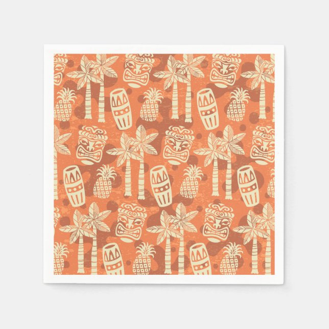 Retro Mid Century Modern Tiki Pattern Napkins (Front)