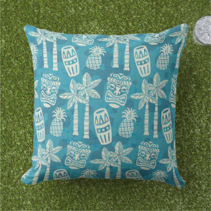 Retro Mid Century Modern Tiki Pattern Outdoor Pillow