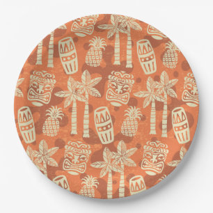 Retro Mid Century Modern Tiki Pattern Paper Plates