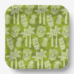 Retro Mid Century Modern Tiki Pattern Paper Plates