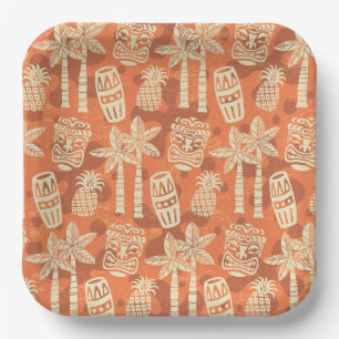 Retro Mid Century Modern Tiki Pattern Paper Plates