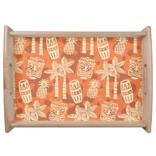 Retro Mid Century Modern Tiki Pattern Serving Tray