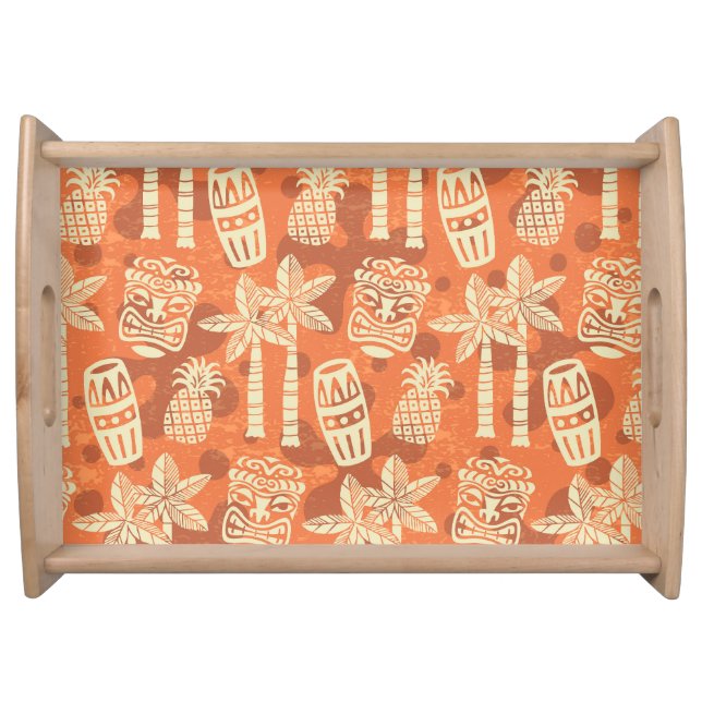 Retro Mid Century Modern Tiki Pattern Serving Tray (Front)