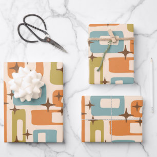 Retro Mid Century Modern Wrapping Paper Sheets