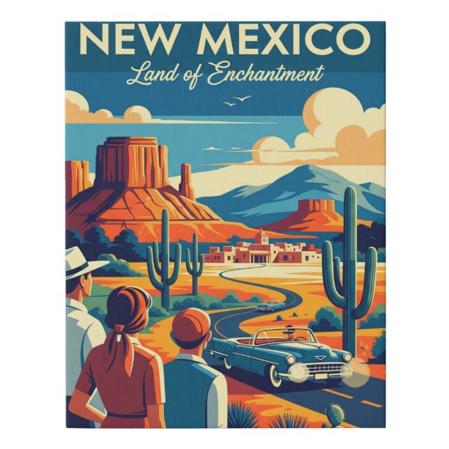 Retro Mid-Century New Mexico Travel Canvas Art (Front)