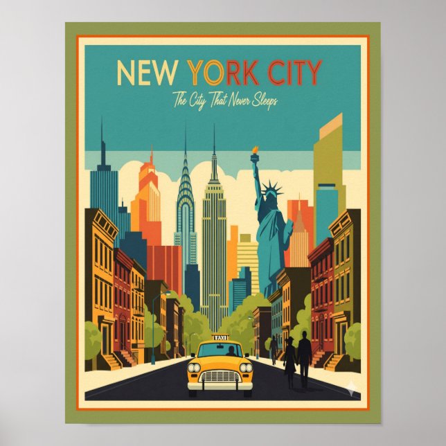 Retro Mid-Century New York City Poster (Front)