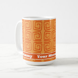 Retro Mid Century Orange Pattern Personalized Coffee Mug