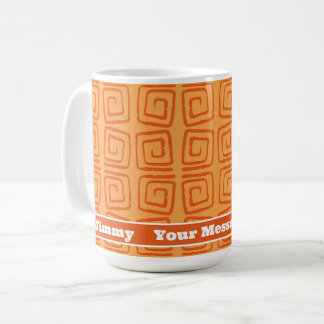 Retro Mid Century Orange Pattern Personalized Coffee Mug