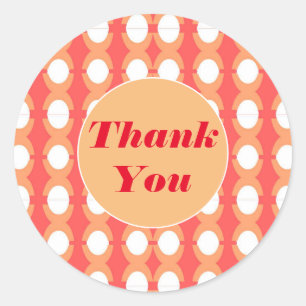 Retro Mid Century Orange & Pink Thank You Classic Round Sticker