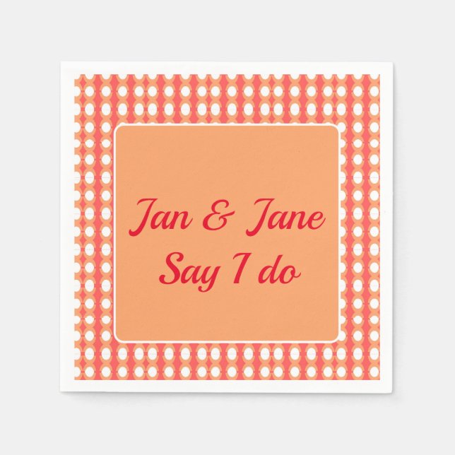 Retro Mid Century Orange & Pink  Wrapping Paper Napkins (Front)