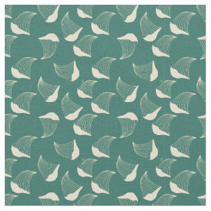 Retro Mid Century Oyster Mushroom Pattern  Fabric