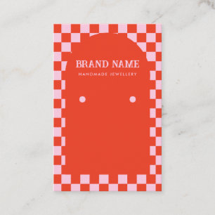 Retro Mid Century Red Pink Earrings Display Card