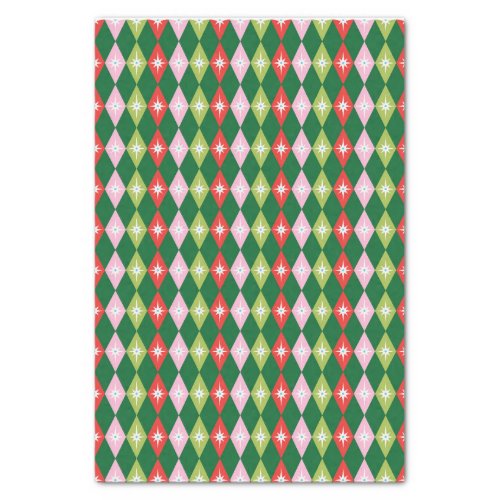 Retro Mid Century Red Pink  Green Christmas Tissue Paper