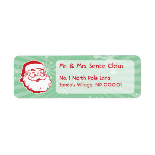 Retro Mid-Century Santa Claus Return Address Label