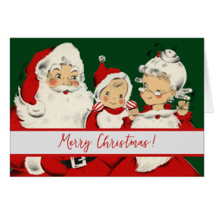 Retro Mid-Century Santa Family – Kitsch Claus Cards