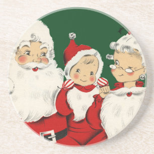 Retro Mid-Century Santa Family – Kitsch Claus Coaster