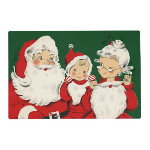 Retro Mid-Century Santa Family – Kitsch Claus Placemat